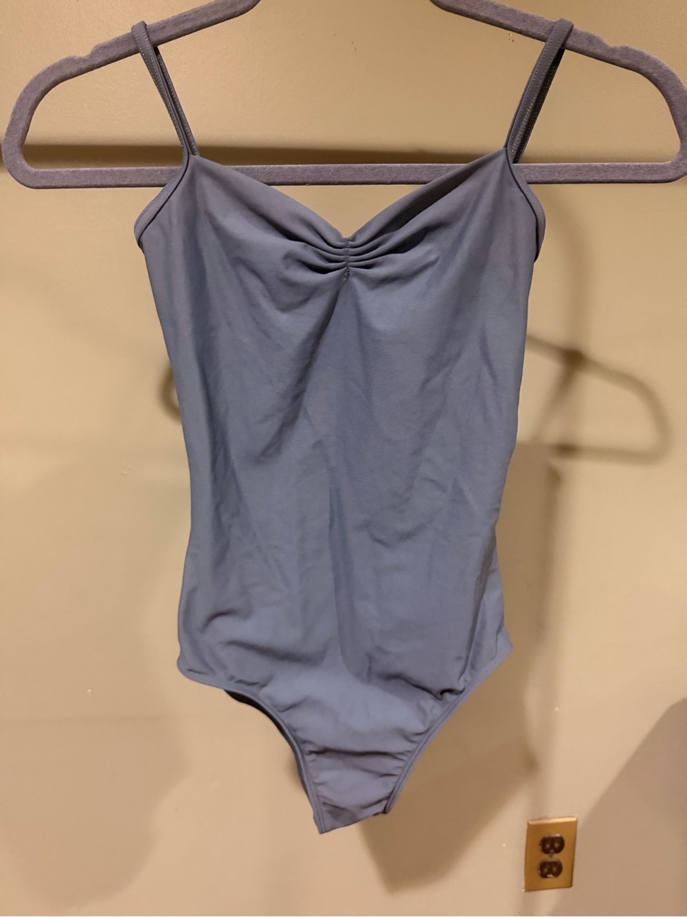 Wear Moi- Steel Blue/ Grey Ruched Front Dance Leotard